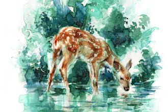 create hand painted watercolor wildlife animals illustration