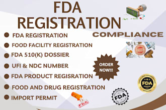 provide legal consultation fda, fda registration, 510k dossier, supplement label
