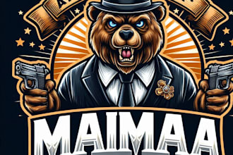 design high quality animal mafia mascot logo with t shirt design