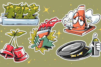 draw custom pop art or street art illustration sticker packs