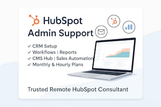 manage your hubspot CRM, sales, workflows, marketing, cms, and reporting