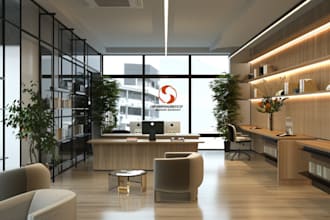 design 3d commercial building,office interior,furniture layout,lounge,cgi render