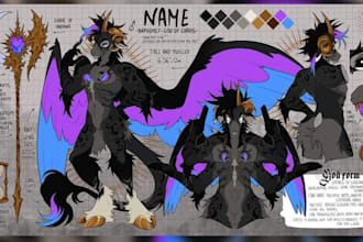 draw anime nsfw furry oc, sfw character, fan art, ref sheet, illustration
