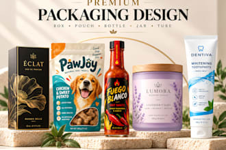 create custom product packaging design, label and boxes for your brand