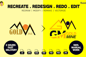 recreate, redo, edit, modify, remake, redraw, and redesign logo