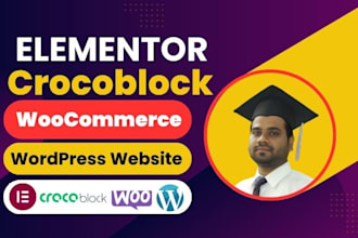 build a professional elementor and crocoblock wordpress website with woocommerce