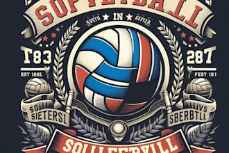 design high quality vintage sport volleyball logo with t shirt design