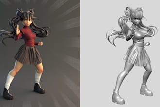 custom anime waifu, 3d printing model figure japanese,manga,diorama 3d stulpting