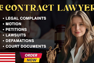 prepare legal documents, lawsuits complaints, motions, petitions and appeals