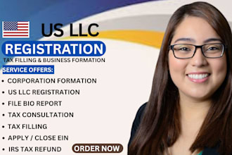 dissolve llc, register llc, close corporation apply for ein,file dba, bio report