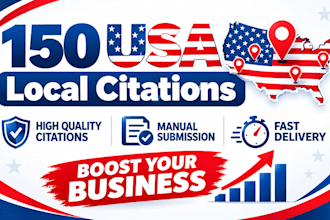 do 150 USA local citations and directory submission for local seo