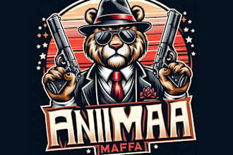 quality animal mafia mascot logo with t shirt design