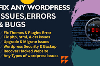 fix wordpress critical errors ,wordpress issues and fix bug