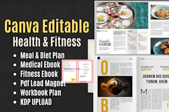 design canva health fitness ebook, medical,lead magnet, workout plan, adhd ebook