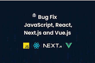 fix any bug related to javascript, react, next js and vue js
