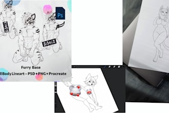draw furry ych base and lineart for adopts or commissions