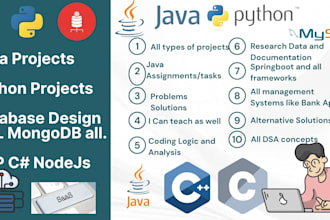 do java se python projects full database design sql tasks