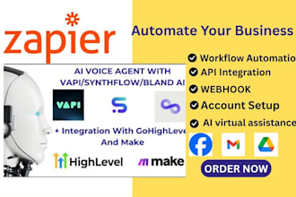 set up voice agent synthflow n8n jotform vapi ghl make zapier automation