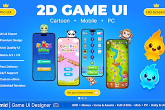 design high quality 2d game UI and UX for mobile or PC games