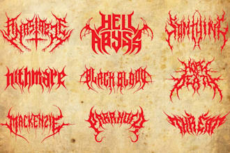 draw custom black, slam, brutal, grindcore death metal logo
