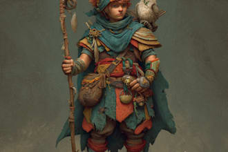 make a unique fantasy character concept art