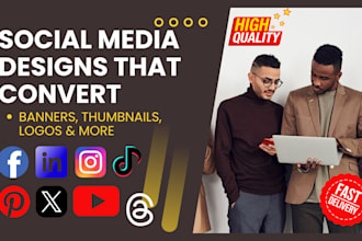 design banners, post, thumbnails icon for all social media