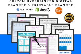 do digital planner, hyperlinked planner, etsy digital planner, digital journal