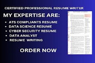 write or edit data science,data analyst,business analyst, resume writing ats cv