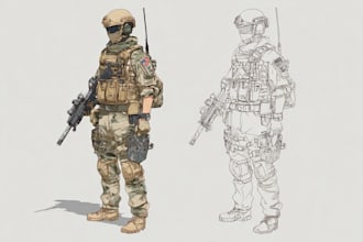draw military themed illustrations