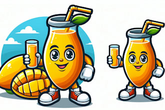 design an mango lemonade juice mascot logo with express delivery