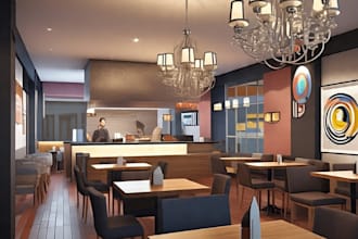 3d interior design for bistros, bars, restaurants ,cafe shop