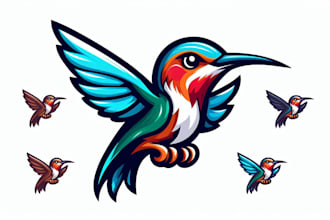 make an amazing hummingbird mascot logo design in 12 hours