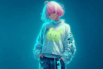 draw an anime character illustration for commercial use