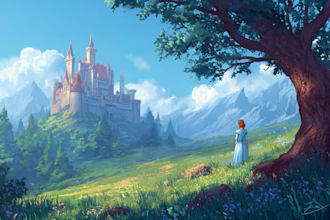 draw detailed digital fantasy landscapes,