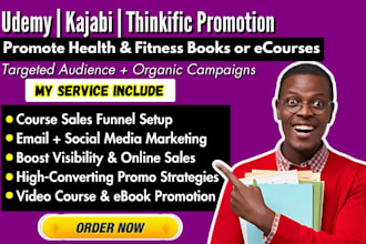 do online course promotion, udemy course, health and fitness book promotion