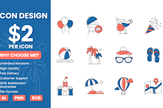 do custom icon design and vector line icons