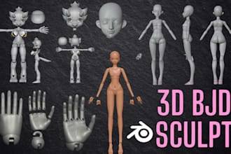 sculpt ball joint doll custom 3d bjd toy articulated figure stl for 3d printing