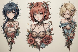 create your anime and comic tattoo design and illustration
