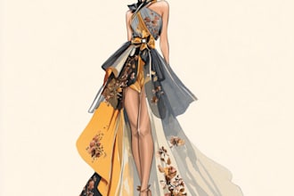 make fashion design or clothing technical flat sketch