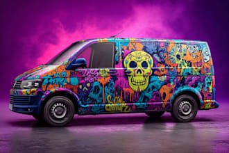 draw car wrap, van wrap, and vehicle wrap, design