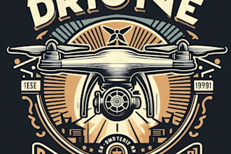 design high quality drone vintage logo with t shirt design