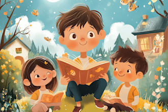 create colourful children book illustrations