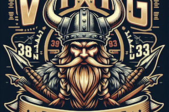 design high quality vintage viking mascot logo with t shirt design