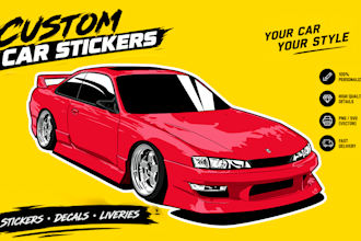 design car sticker art with your text, hashtag, or social media tag