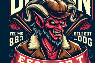 design high quality vintage demon esport mascot logo with t shirt design