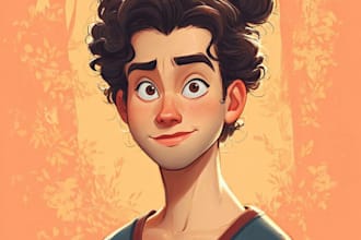 disney family couple cartoon portrait