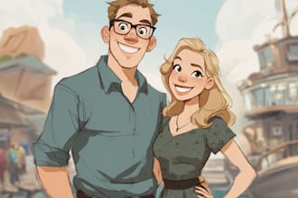 draw cute disney cartoon portrait