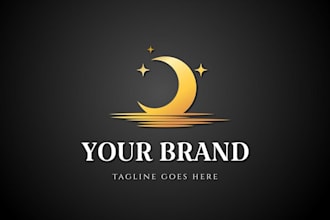 design unique and attractive 3d minimalist moon logo