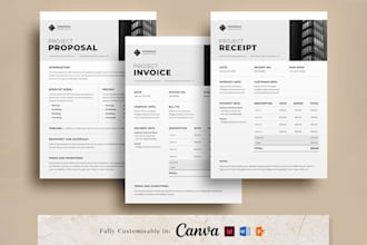 design urgent custom invoice, letterhead, receipt, proposal, PDF template