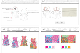 create professional fashion technical sketch and tech packs